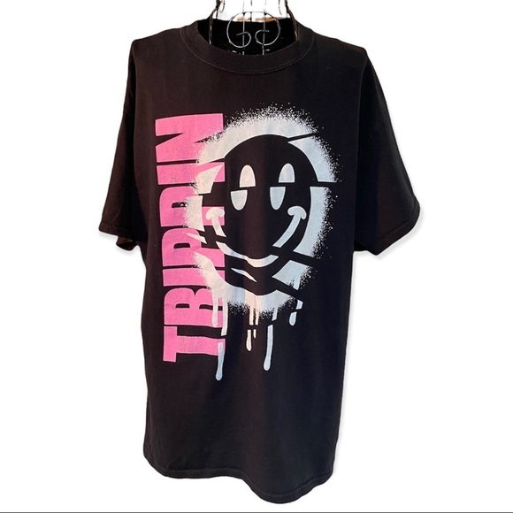 Trippin Trippy All Day Smiley Face T-shirt Black Size Medium - Picture 7 of 10